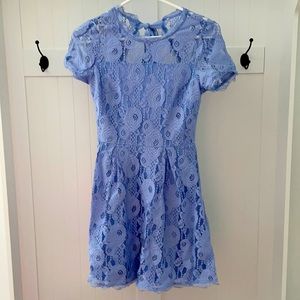 Francescas Womens S Periwinkle Dress Blue Purple Lace Open Back Small